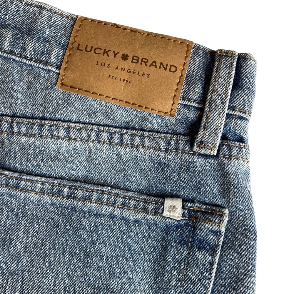 Lucky Brand Relaxed Taper Ankle Jeans Womens 6/28 Raw Hem Side Stripe Distressed - Picture 3 of 13